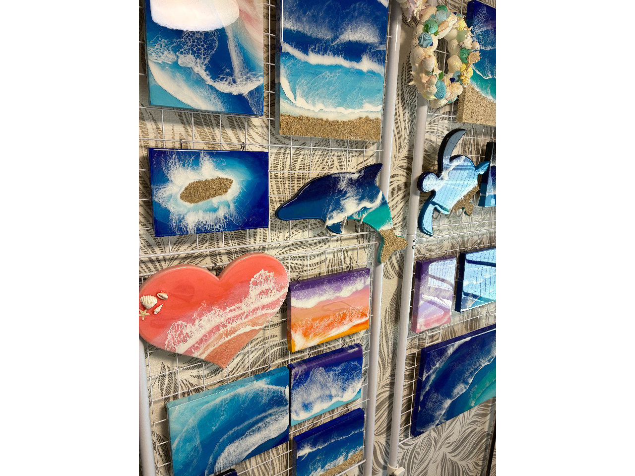 レジン波アート体験 初めての方も安心!スタッフが丁寧に説明します A5木製パネル...