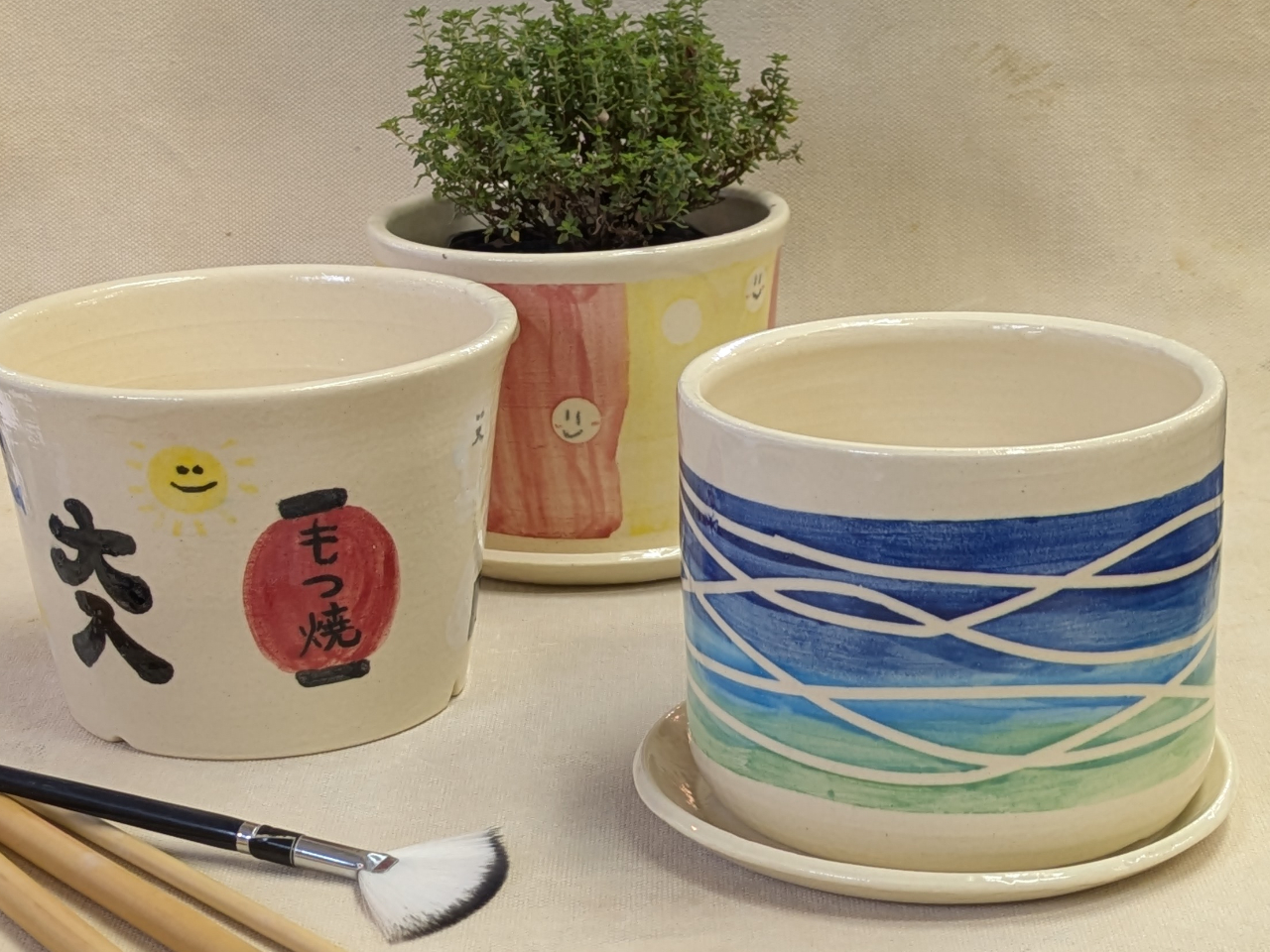 【千葉市川・東西線 行徳駅徒歩5分・絵付け体験1日】3歳からOK! 植木鉢への絵...