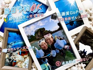 追加料金なし!ゴープロ写真動画が無料で撮り放題!初心者大歓迎【完全貸切/青の洞窟シュノーケル】餌やり/タオル/サンダル付き