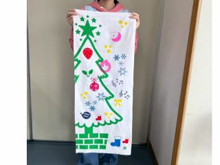 クリスマスツリーの捺染染色手ぬぐい♪