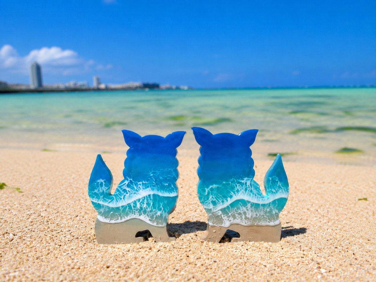 小浜島の海を持ち帰ろう♪海レジンコースターコースター作り体験 友達
