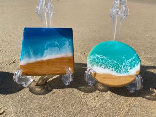 波アート コースター2枚