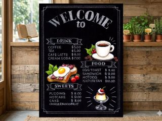 カフェスタイルウェルカムボード こちらが描けます すぐ持って帰れますよ(背景は合成です)