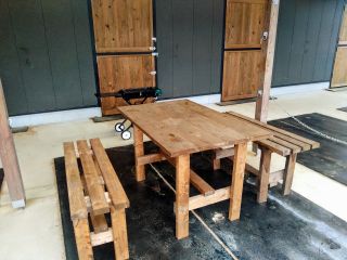 BBQスペース 屋根付きなので雨天でも安心です