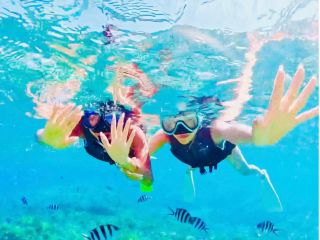 無人島沖で混雑を避けてシュノーケル!