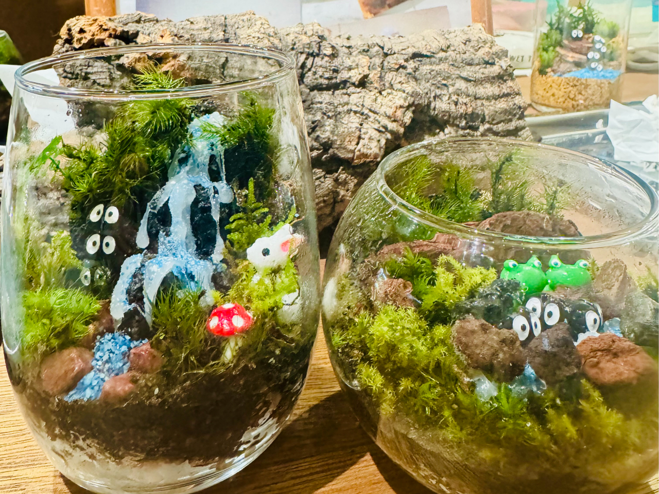 自作『卓上苔リング和のつくばい　水流版』響き渡る水音と緑で癒のヒーリングを 広島・福山】＼自分だけの小さな森をつくろう！／苔テラリウム体験