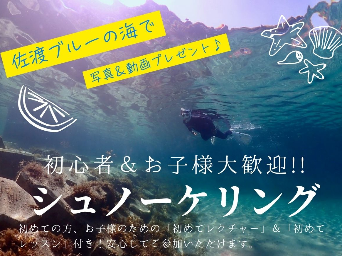 【佐渡・虫崎シュノーケリング】初心者・お子様歓迎!手ぶらOK♪透明度抜群の海で水...